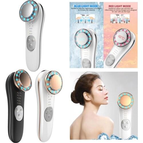 Hot&Cool Facial Massager Face Lifting Tightening Machine Remover 5 Modes Skin Rejuvenation Rechargeable Led Machine