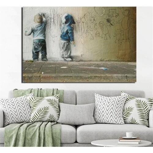 Artist Child Graffiti On The Wall Canvas Painting Prints Living Room Home Decoration Modern Wall Art Oil Painting Poster Picture