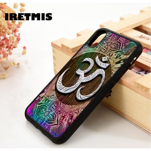 Iretmis 5 5S SE 6 6S Soft phone case cover for iPhone 7 8 plus X Xs 11 Pro Max XR Aum om Namaste symbol floral zen yoga flower