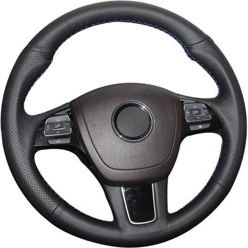 Black Synthetic Leather Car Steering Wheel Cover for Volkswagen VW Touareg 2011-2017