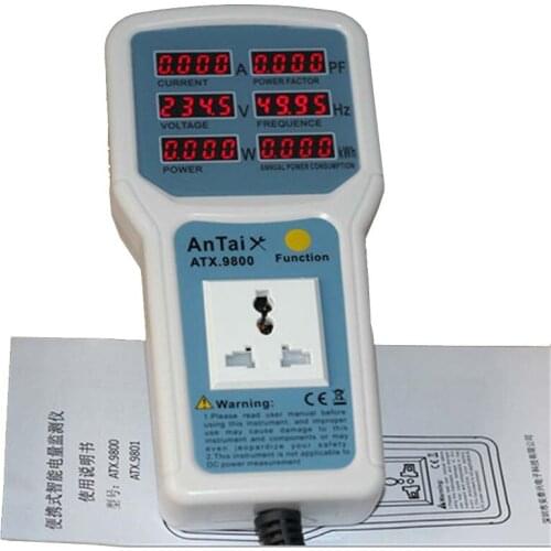 ATX9800 Power Meter 4400W 20A Electric Power Energy Monitor LED Light Tester Socket Watt Meter Analyzer