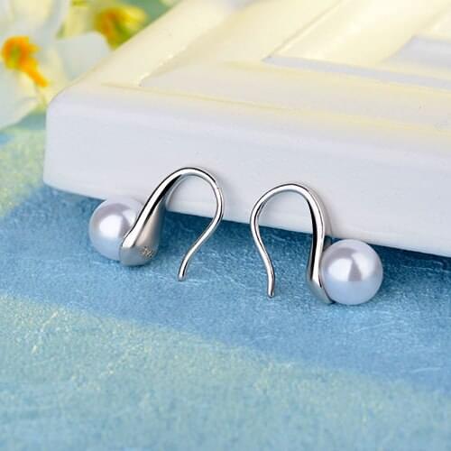 Exquisite Simple Big Pearl Earrings Simple Round Pearl Silver Plated Earrings Jewelry Classic Earrings for Women Elegant Gifts