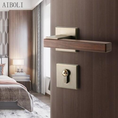 New Chinese Style Room Door Lock Split Bedroom Door Lock Indoor Magnetic Wooden Door Lock Mute Room Green Bronze Household Lock