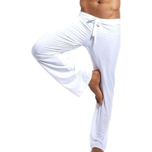 Yoga ice silk mens casual Sexy loose home pants sport Comfortable Smooth pajamas Silky man panties plus size Fat guy Concise