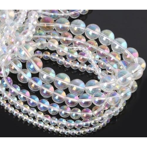 NiceBeads 4-12mm 48-95pcs/lot Bead Round Assorted Colorful Crystal Quartz Beads,Glass Beads For DIY Beads Jewelry Making