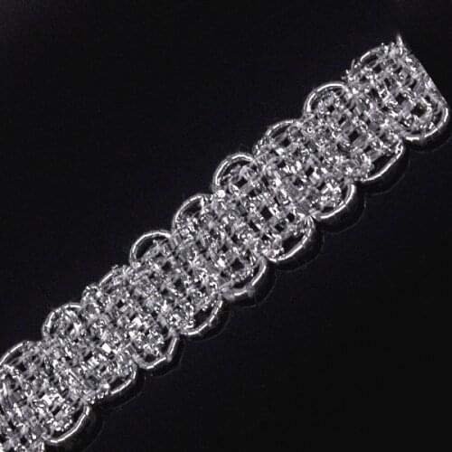 11mm Braided Gimp Silver Lace Trim Metallic Embellishment Applique Decorated Sewing Supplies for Garment Cloth 30yard/ T1303