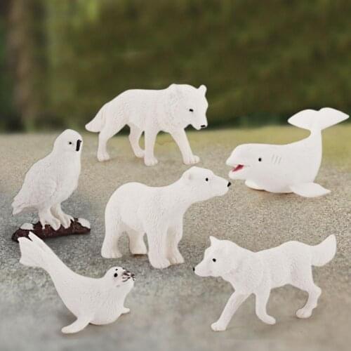 6Pcs Figurine Realistic Vivid Good Craftmanship Polar Bear Animal Model Crafts for Office Home Decor Tabletop Ornaments