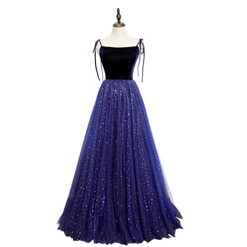 Luxury royal blue velvet sequin star ball gown long dress vintage medieval dress Renaissance princess Victoria dress