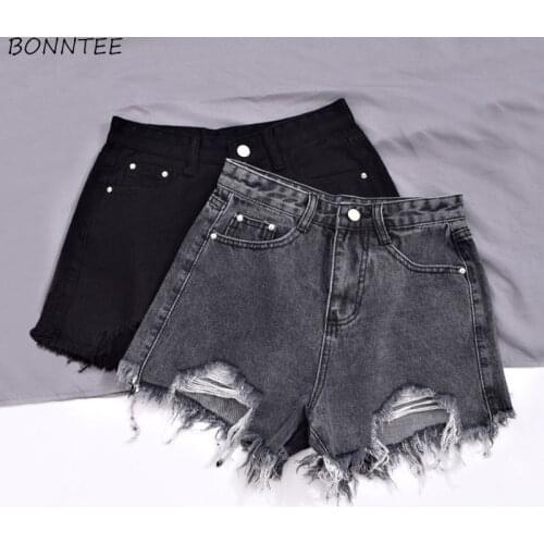 Denim Shorts Women Summer Streetwear Simple Lady Sexy Leisure Comfortable Chic All-match Fashion High Waist Ulzzang Student Hole