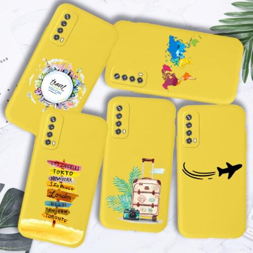 Travel Map Phone Case For Huawei P40 P30 Pro Lite Plus P40 Lite E Y7P Y8P Y5P Y7A P Smart 2021 2019 Z Case Cover Silicone