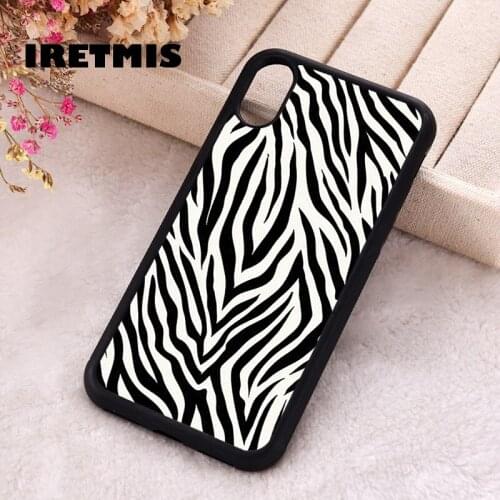 Iretmis 5 5S SE phone cover cases for iphone 6 6S 7 8 Plus X Xs Max XR 11 12 MINI Pro Soft Silicone Black and White Zebra Print