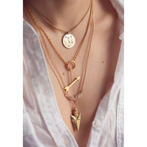 Timlee N073 Free shipping Arrow Angel Wing Multi layers Chains Chokers Necklaces Wholesale