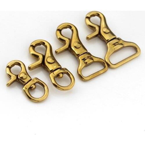 Solid Brass Trigger Clips Swivel Eye Bolt Snap Hook Lobster Clasps for Leather Craft Bag Strap Belt Webbing Pet Dog Rope Leashes