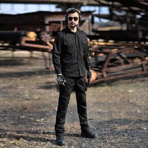 Outdoor tactical beathable shirt & pants set quick-dry men sports camping hiking fishing anti-scratch wear male working suit set