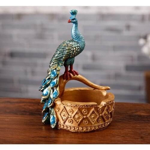 Vintage personality creative peacock ashtray resin craft gift holiday ornaments home decor decorations for home resin charms