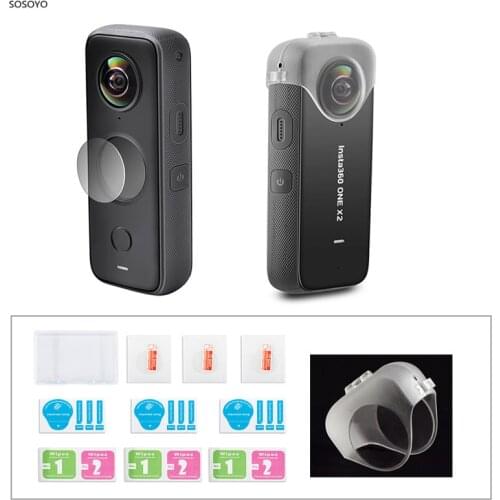 Lens Screen Tempered Protective Film Transparent Case Detachable transparent Cover Set For Insta360 one x2 Panorama Camera