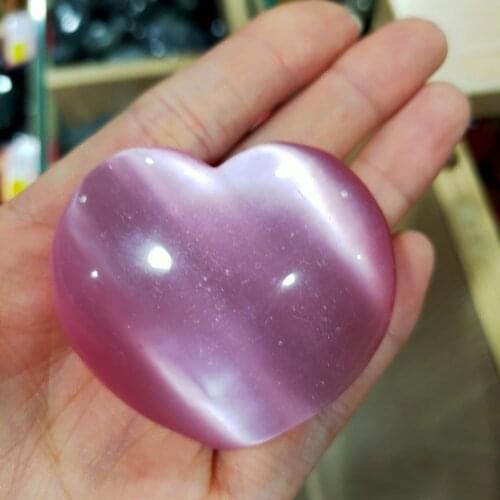 1pcs New beautiful synthetic cats eye stone pink heart shape pendants for DIY jewelry