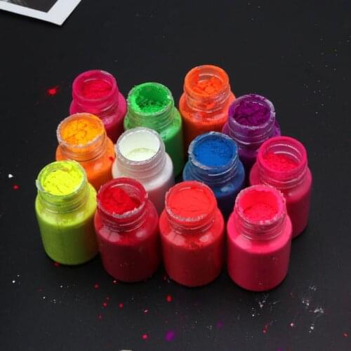 12Pc Bright Fluorescent UV Pigment Powder Black Light Reactive Resin Pigment Kit