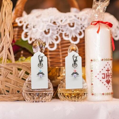 25pcs/set Angel Wings Keychain Keyring Kraft Tags Organza Bags Guest Return Gifts Wedding Party Favor