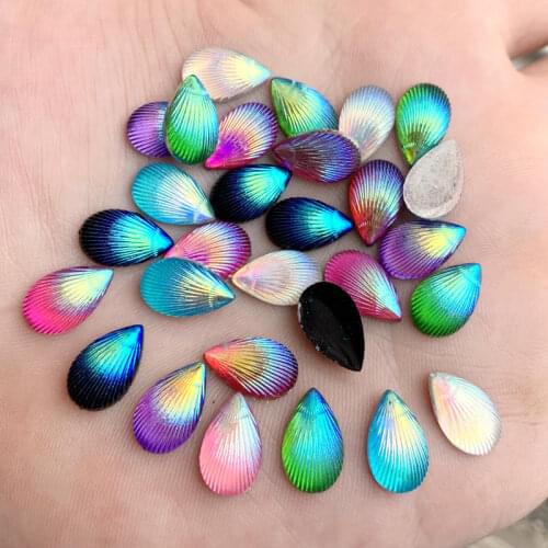 8*12mm Diy 80pcs/lot Flatback Resin Drop Rhinestone trim stones and crystals DIY Wedding Dress Button Crafts -B30