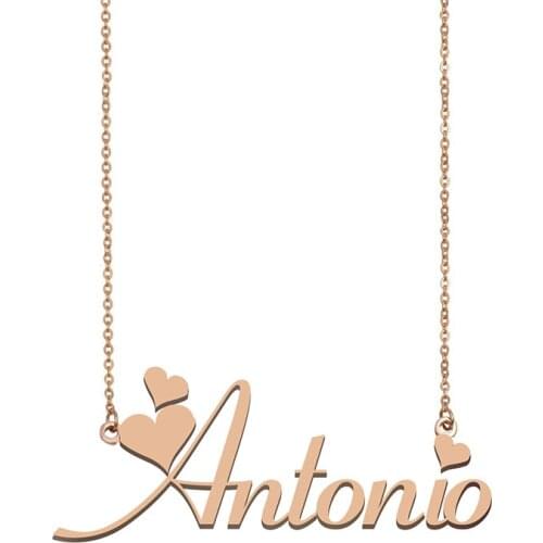 Antonio Name Necklace Gold Custom Personalized Pendant for Women Girls Best Friends Birthday Wedding Christmas Mother Days Gift