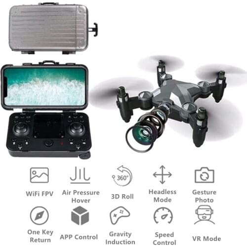 Luggage Mini Folding Portable Drone HD Aerial WiFi FPV Air Pressure Hover 3D Roll Gesture Control Remote Control Quadcopter Toy