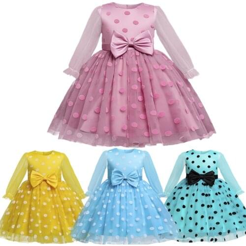 Kids Clothing Tutu Dots Dress Christmas Evening Party Formal Costume Baby Girls Prom Ball Gown Pink Princess Wedding Girl Dress