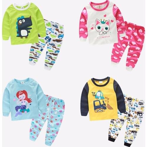 Children Pajamas Baby Clothing Set Kids Cartoon Sleepwear Autumn Cotton Nightwear Boys Girls Animal Pyjamas Pijamas Set