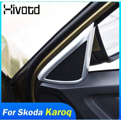 For Skoda Karoq 2018-2020 Accessories Pillar A Audio Car Speaker Tweeter Trim Cover ABS Interior Door Triangle Sound Case Trim