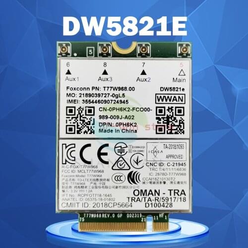 Foxconn DW5821e T77W968 LTE Cat16 M.2 4G module for Dell Latitude 7400 7400 2-in-1 5424 5420 Rugged 7424 Rugged Extreme