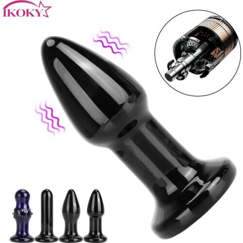 IKOKY Butt Massage Anal Plug Sex Toys For Women Men Prostate Massager Adult Products Smooth Glass 10 Modes Vibrators