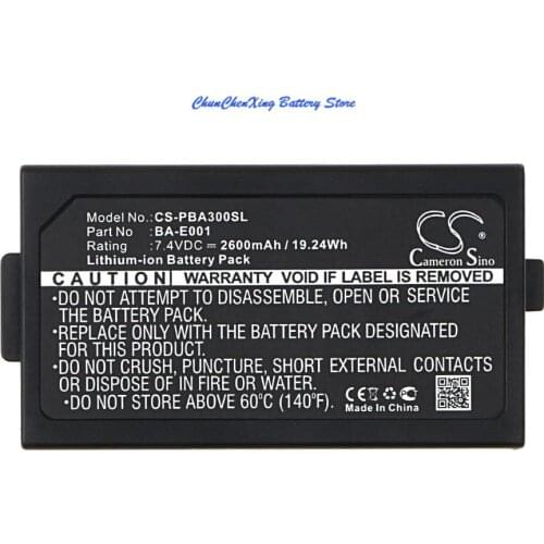 Cameron Sino 3300mAh Battery BA-E001, PJ7 for Brother PT-E300, PT-E500, PT-E550W, PT-H300, PT-H300LI, PT-H500LI, PT-P750W