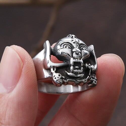 Gothic Stainless Steel Rings For Men Ethnic Retro Style Skull Biker Mens Ring Rock Punk Ring Fashion Jewelry