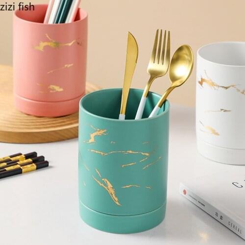 Creative Chopstick Holder Ceramic Chopstick Cage Household Kitchen Mildew-proof Spoon Fork Basket Drain Tableware Rack Storage