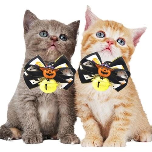 Legendog Halloween Pet Cat Collar With Bell Breakaway Bow Tie Pumpkin Safety Buckle Collars For Kitten Puppy Pet Accessories