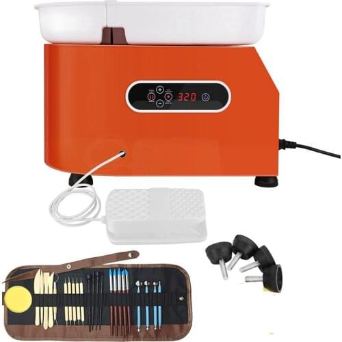 25CM LCD Electric Pottery Wheels Forming Machine Pottery Wheel for adults beginners with Removable ABS Basin DIY Art Craft Tool