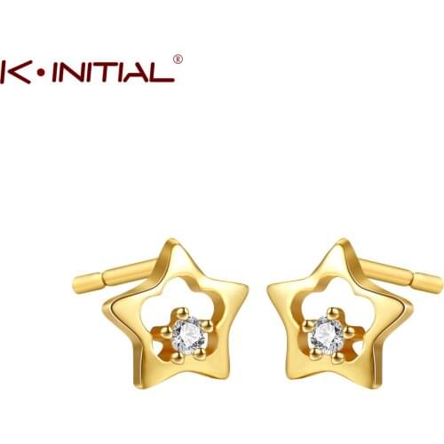 Kinitial Tiny Double Star Stud Earrings For Women Teen Celestial Jewelry Crystal Star Earrring Piercing Pendients Party Gifts