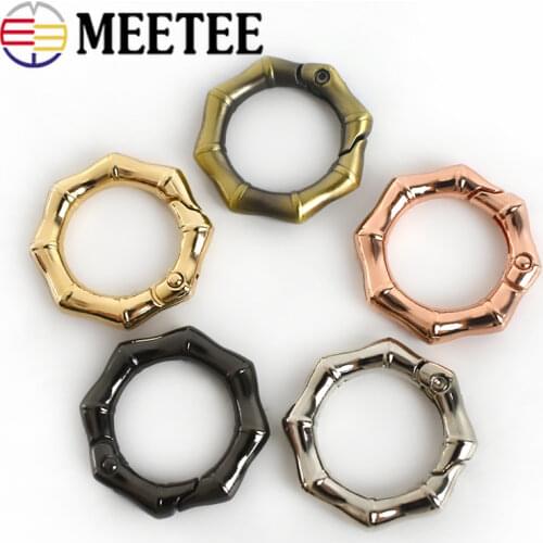 Meetee 5pcs 20/25/32mm Opening Spring Coil Metal O Ring Connection Buckles Open Rings Bags Hardware Buckle Accessories BF734
