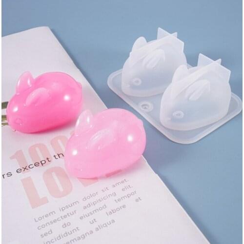 Cute 3D Rabbit Pendant Casting Silicone Mould DIY Crafts Jewelry Decorations Making Tools Crystal Epoxy Resin Mold