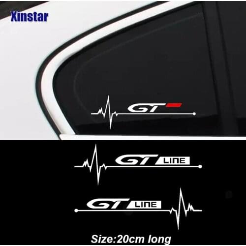 2pcs GT GTLINE Car Windows Sticker For Peugeot 106 107 108 206 207 208 2008 3008 306 308 307 508 407