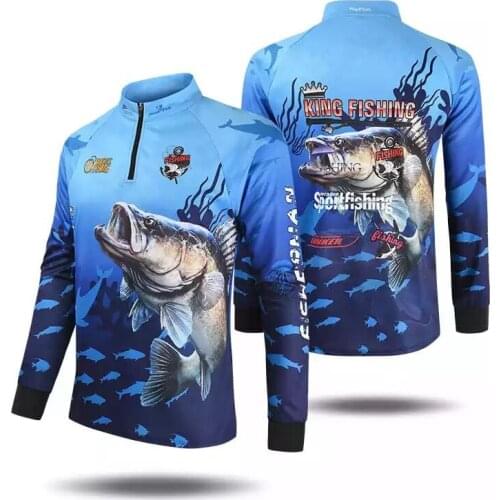 Autumn Summer Stand Collar Fishing Clothing Anti-UV Breathable Long Sleeves Fishing Shirt Jacket Sports Clothes for Men