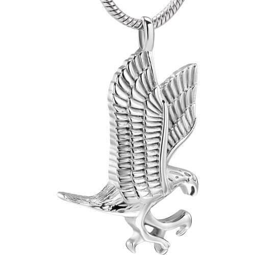 IJD10077 Stainless Steel Eagle &Claws Cremation Urn Pendant Necklace-Eagle Bird Keepsake Necklace for Men