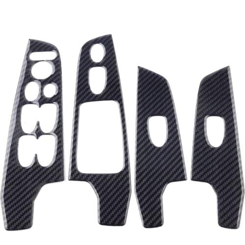 1 Set Black Carbon Fiber Car Window Lift Switch Panel Trims Covers Fit For Honda Civic 8th 2006 2007 2008 2009 2010 2011 LHD