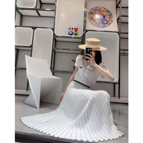 Kelana Pleated Skirt 2021New Summer Elegant Half-Length Elastic High-Waist Slim Folds skirt