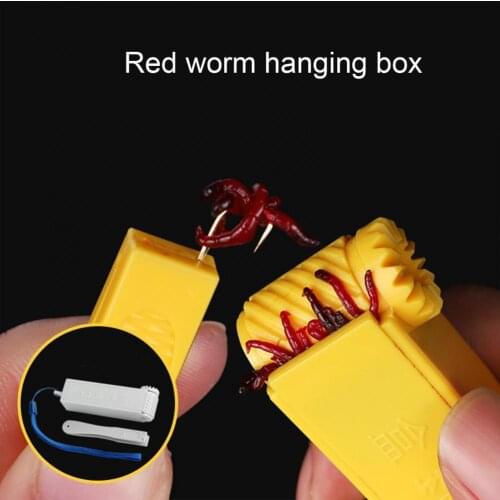 Red Worm Hanging Box Upper Bait Hook Device Bloodworm Fish Baits Fresh Scent Lures Hanging Storage Hook Box Fishing Device