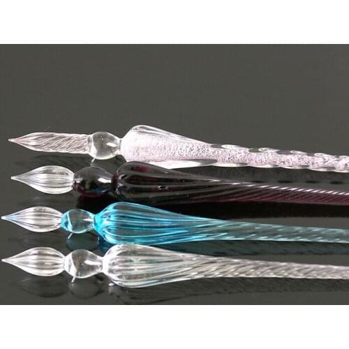 0.7mm Handmade Crystal Glass Dip Pen Sign Ink Pens Transparent Borosilicate Glass Fountain Pen Art Calligraphy 1pc