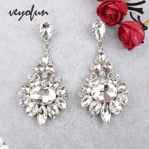 Veyofun Classic Crystal Drop Earrings Elegant Bridal Dangle Earrings Fashion Jewelry for Women 2020 New Gift