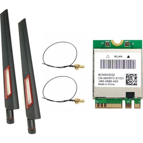 Network Card BCM94352Z 1200Mbps 5G/2.4G Dual Band BT4.0 SMA M.2 NGFF with 8DB Antenna for Hackintosh MAC