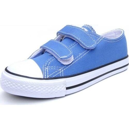 Blue color canvas sneakers with toe cap and two velcros, Conguitos
