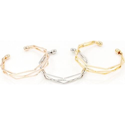 Modern Design Triple Twisting String Opening Adjustable Golden Silver Plated Black Bracelets & Bangles for Women